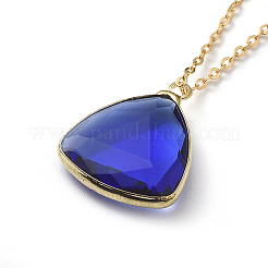 Collane con pendente in vetro a triangolo&nbsp;NJEW-JN02610-M