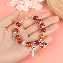 Браслеты с подвесками в виде клевера&nbsp;BJEW-YW00008