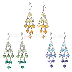 Серьги-подвески из ромбовидных стеклянных бусин&nbsp;EJEW-TA00790