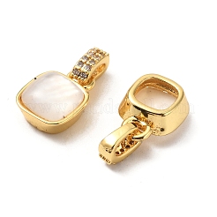 Micro pavé de zircones cubiques en laiton avec breloques en coquillage naturel&nbsp;KK-G533-15G