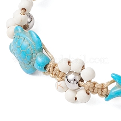 2шт 2-х цветные синтетические бирюзовые и магнезитовые бусины плетеные браслеты BJEW-TA00624