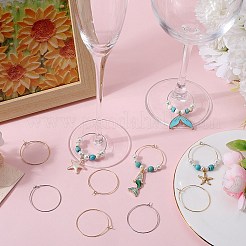 160個 2色 316サージカルステンレススチールワイングラスチャームリング  フープピアスパーツ  バスケットボールの妻のためのDIYの材料はピアスフープ  本金メッキ&ステンレススチールカラー  35x30x0.7mm  21ゲージ  80個/カラー&nbsp;STAS-SC0007-22