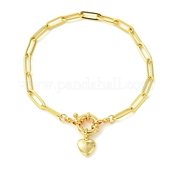 Armbänder mit herzförmigem Messinganhänger und Büroklammerkette für Damen&nbsp;BJEW-JB14258