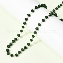 Colliers pour femmes en acier inoxydable 304 avec perles rondelles en verre facettées&nbsp;NJEW-G195-01G-09