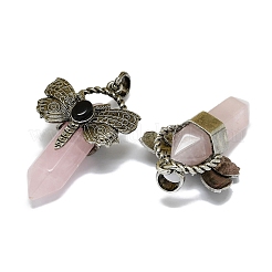 Большие подвески с ограненными заостренными пулями из натурального розового кварца G-Q165-01AS-08