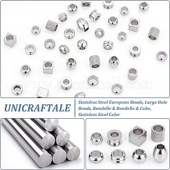 48 Stück 8 Stil 304 & 201 & 303 Edelstahl European Beads&nbsp;STAS-UN0040-02