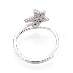 Регулируемые оправы колец в форме звезды из латуни с микропаве из прозрачного кубического циркония KK-T076-51P