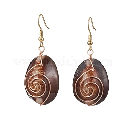 Серьги с подвесками из натуральных ракушек и бисера&nbsp;EJEW-TA00609