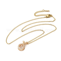Ожерелья с подвеской из латуни с микропаве и кубическим цирконием для женщин NJEW-E106-04KCG-02