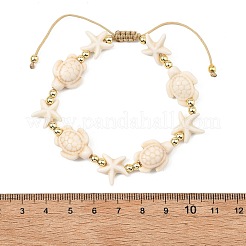 Braccialetti con perline intrecciate in turchese sintetico tinto e ematite sintetica non magnetica regolabili per donne e uomini&nbsp;BJEW-JB13779-01