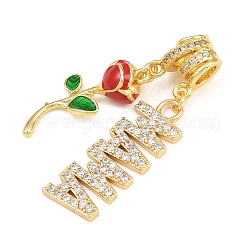 Pendentifs en laiton avec micro pavé de zircone cubique transparent pour la fête des mères&nbsp;CU-CBAD306-16G-03