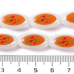 Печать стеклянных овальных бусин для изготовления ожерелья и браслетов&nbsp;GLAA-B020-01A-02