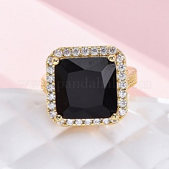 Латунные кольца-манжеты с микропаве и прозрачным цирконием для женщин&nbsp;RJEW-A062-04G