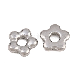 304ステンレススチールチャーム  花のチャーム  ステンレス鋼色  13x13x3mm  穴：4mm&nbsp;STAS-Z203-09P