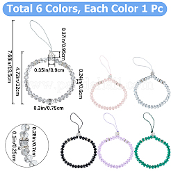 6 шт. 6-цветные стеклянные и стразы-бусины для телефона AJEW-GF0008-56