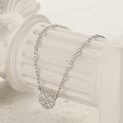 S925 стерлингового серебра микропаве прозрачные кубические цирконии круглые подвески ожерелья для женщин SA9536-3