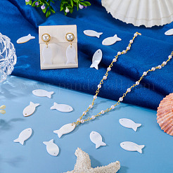 30 個の天然淡水シェルペンダント  魚のチャーム  貝殻色  21.5~23x10~11x1.5~2mm  穴：1.5~1.6mm&nbsp;BSHE-TA0001-32