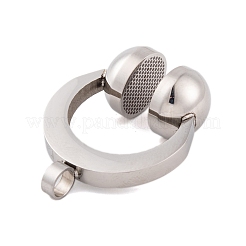 変色しない304ステンレススチールペンダント  ヘッドセットチャーム  ステンレス鋼色  33~36x26.5x13mm  穴：4.5mm&nbsp;STAS-K283-08P