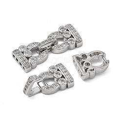 Micro pavé di ottone trasparente cubic zirconia piegato su fermagli&nbsp;KK-P291-16P-1