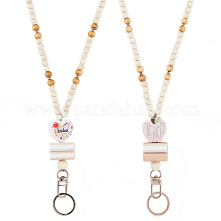 Выдвижная катушка для значков из дерева и силикона с цепями&nbsp;HJEW-SC00157