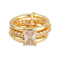 Женские кольца-пальцы с микропаве из кубических цирконий из латуни&nbsp;RJEW-P160-01E-G