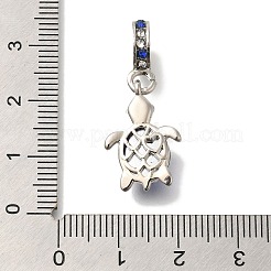 ラック メッキ 合金 ラインストーン ヨーロピアン ダングル チャーム  ガラスの亀の大きな穴のペンダント  鉛フリー＆カドミウムフリー  プラチナ  ブルー  30mm  穴：5mm&nbsp;FIND-H005-45P-02