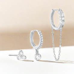 3 комплект серег из стерлингового серебра с тремя листочками клевера PO2620-2