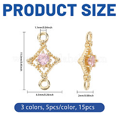 15 pz 3 colori in ottone pavimentano i ciondoli del connettore cubic zirconia&nbsp;KK-CA0003-86
