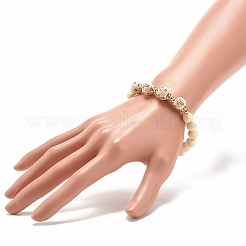 Bracelet extensible en perles rondes en bois de thuya stuchuenensis naturel&nbsp;BJEW-JB07927