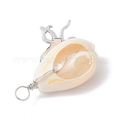 Подвески из натуральной ракушки каури и сплава с морскими животными PALLOY-JF03751-02