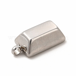 変色しない304ステンレススチールペンダント  丸カン付き  長方形  ステンレス鋼色  15.5x7.5x5mm  穴：1.8mm&nbsp;STAS-A076-14P