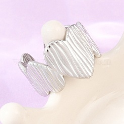 Bagues ouvertes en acier inoxydable 304 texturé pour femmes&nbsp;RJEW-A102-03P
