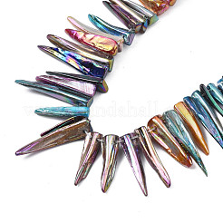 電気メッキ天然淡水シェルビーズ  ティアドロップ  ABカラー  ミックスカラー  14~34x4~11x2~7mm  穴：1mm  約57~78個/連  14.37インチ〜15.35インチ（36.5~39cm）&nbsp;SHEL-N026-197