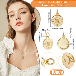 10 шт. латунные подвески-компасы&nbsp;KK-BBC0021-88