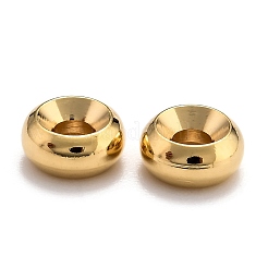 真鍮製スペーサービーズ  長持ちメッキ  フラットラウンド  24KGP本金メッキ  7x3mm  穴：2mm&nbsp;LS-KK-H759-10G-G