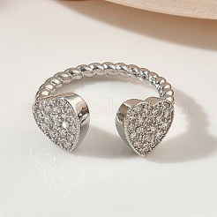 Messing Micro Pave Zirkonia Manschette offene Ringe&nbsp;RJEW-C163-03B-P