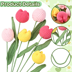 9шт 3-х цветный полиэстер с железной проволокой искусственный цветок тюльпана&nbsp;AJEW-SC0031-42A