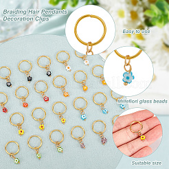 24 шт. 8 цвета ручной работы миллефиори стекло и железо плетение подвески для волос украшения зажимы OHAR-AB00009