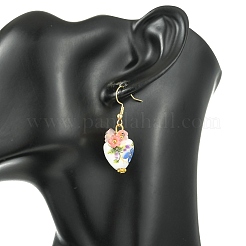 Pendientes colgantes de porcelana y cuentas acrílicas hechos a mano para mujer&nbsp;EJEW-JE07329-01