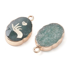 Овальные подвески из натурального зеленого авантюрина&nbsp;G-C102-07G-05