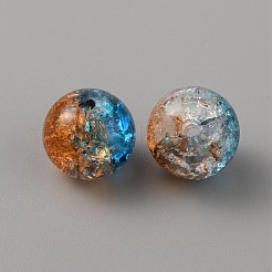 Двухцветные прозрачные стеклянные бусины с кракле GLAA-WH0038-15B
