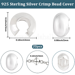 20 Stück 925 Sterling Silber Quetschperlenabdeckungen&nbsp;STER-BBC0009-49