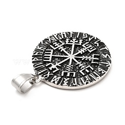304ステンレスペンダント  バイキングチャームチャーム  アンティークシルバー  44.5x39x3.5mm  穴：9x6mm&nbsp;LS-STAS-K243-02AS