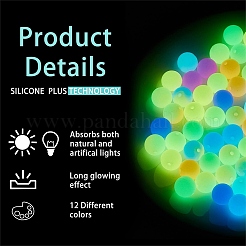 24 шт. 12-х цветные круглые светящиеся силиконовые бусины JX328A-01