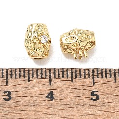 真鍮マイクロペーブクリアキュービックジルコニアビーズ  打たオーバル  18KGP本金メッキ  8.5x6.5x7.5mm  穴：1.5mm&nbsp;CU-CBA91C0-01G