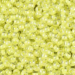 Fgbガラスシードビーズ  光沢のある内側の色  グレードA  ラウンド  きいろ  6/0  4x3mm  穴：1.2~1.4mm  約6400個/ポンド&nbsp;SEED-Q040-08A-02
