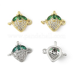 4 Stück 2 Farben Messing Pavé Zirkonia Obst Verbinder Charms&nbsp;KK-FS0001-73A
