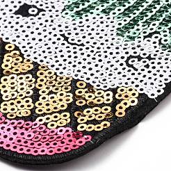 Patches zum Aufbügeln aus Polyester und Paillettenstickereien zum Thema Sommeressen&nbsp;PATC-WH0001-125