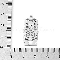 304ステンレスペンダント  ティキマスクチャーム  レーザー切断  変色防止  ステンレス鋼色  27.5x12.5x1.5mm  穴：1.5mm&nbsp;STAS-U041-03C-P
