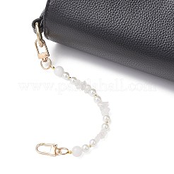 Натуральный кварцевый кристалл и круглая искусственная жемчужина из АБС-пластика удлинительные цепочки&nbsp;AJEW-BA00147-02